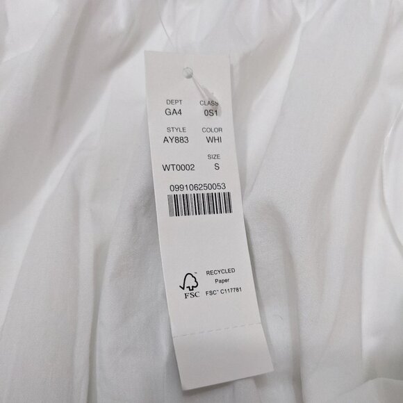 NWT J Crew S Dress White Smocked Puff-Sleeve Cotton Poplin Pockets A-Line AY883 - Picture 10 of 12